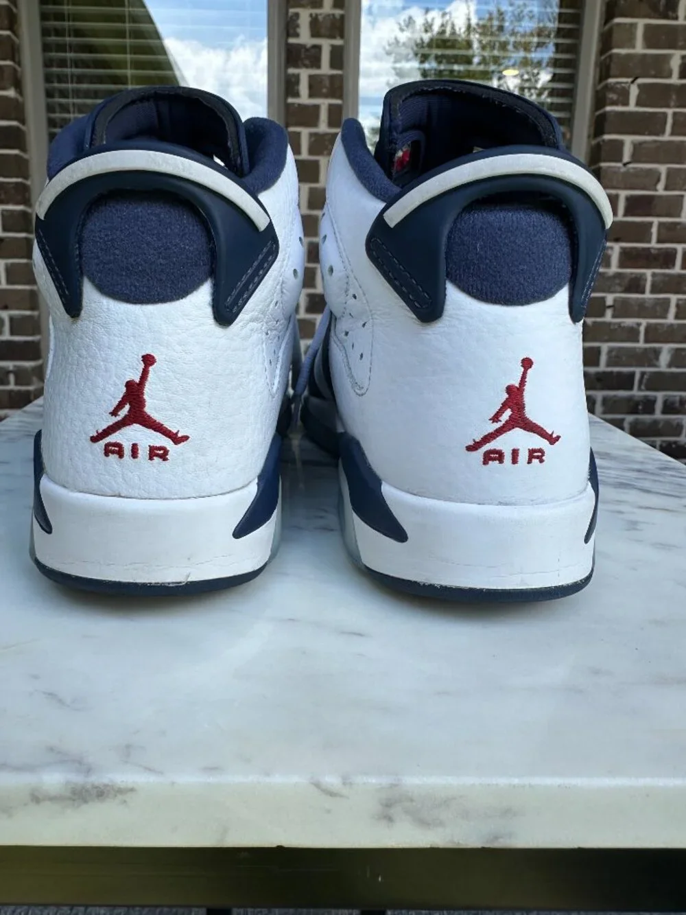Nike Jordan 6 Retro Olympic High Top Sneakers White Navy Women Sz 8 Men Sz 6.5